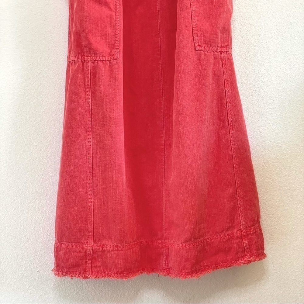 NWT Anthropologie Pilcro Linen Flutter Sleeve Midi Apron Dress Red XXS - Small - Picture 10 of 15